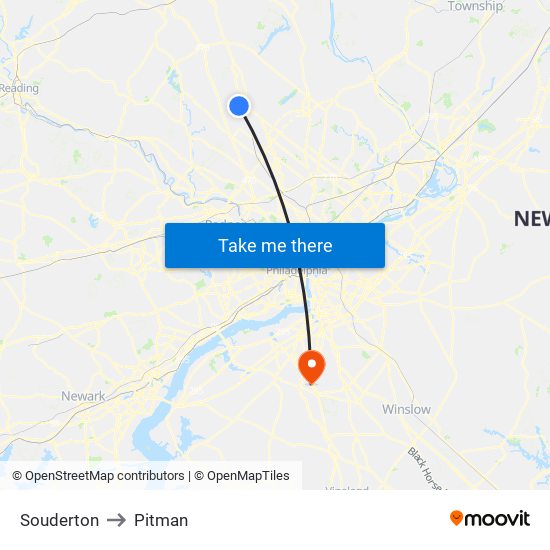 Souderton to Pitman map