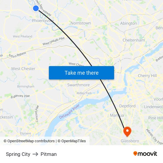 Spring City to Pitman map