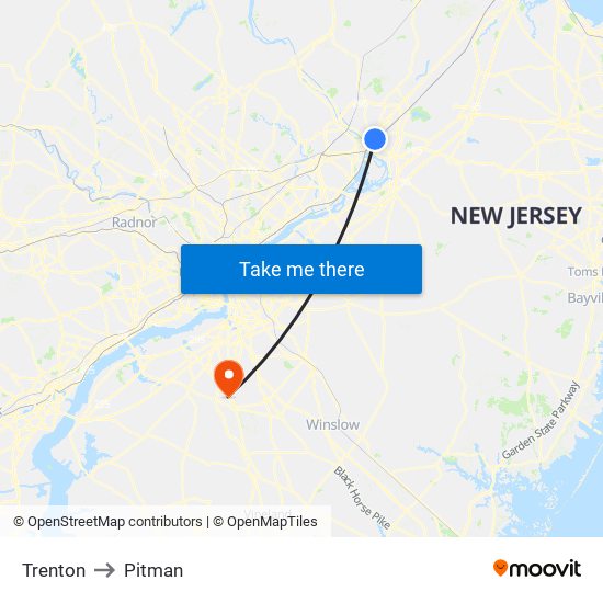 Trenton to Pitman map