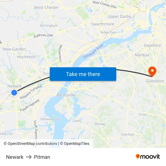 Newark to Pitman map