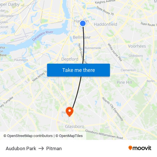 Audubon Park to Pitman map