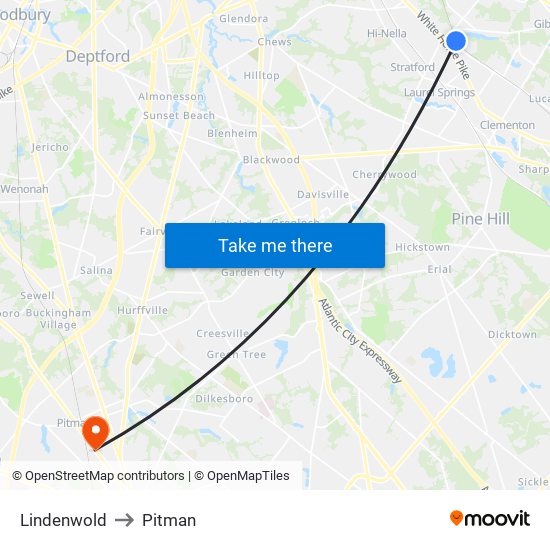 Lindenwold to Pitman map