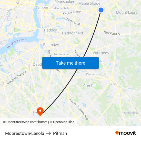 Moorestown-Lenola to Pitman map