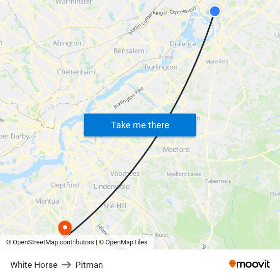 White Horse to Pitman map