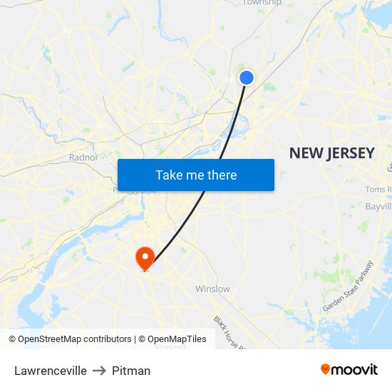 Lawrenceville to Pitman map