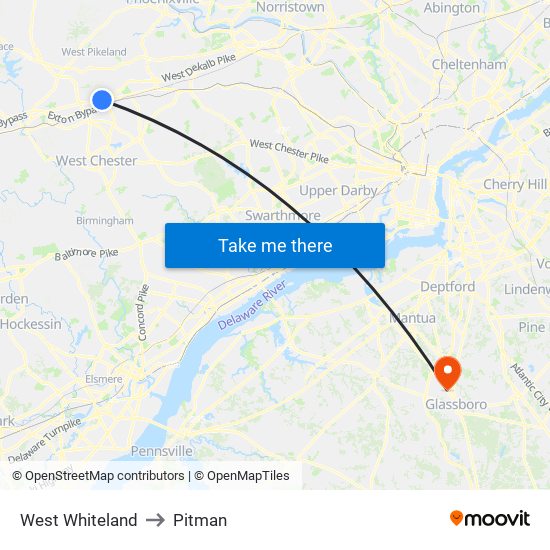 West Whiteland to Pitman map