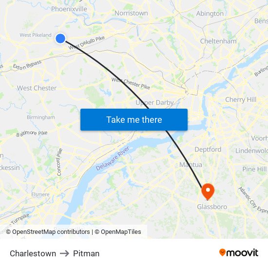 Charlestown to Pitman map