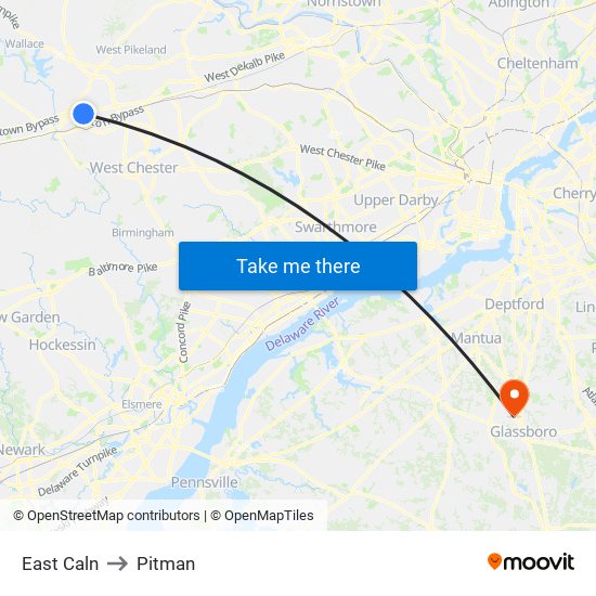 East Caln to Pitman map