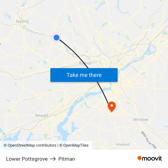 Lower Pottsgrove to Pitman map