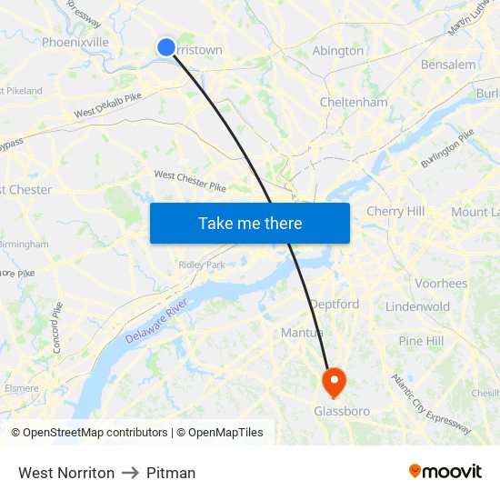 West Norriton to Pitman map