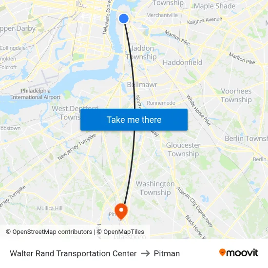 Walter Rand Transportation Center to Pitman map