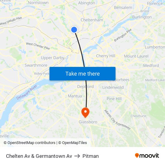 Chelten Av & Germantown Av to Pitman map