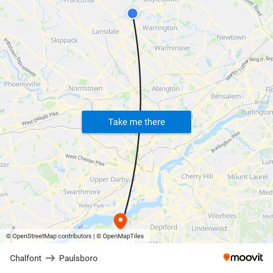 Chalfont to Paulsboro map