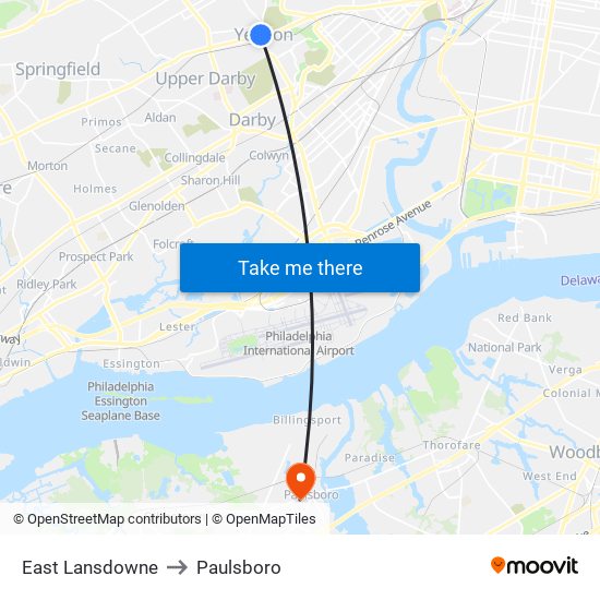 East Lansdowne to Paulsboro map