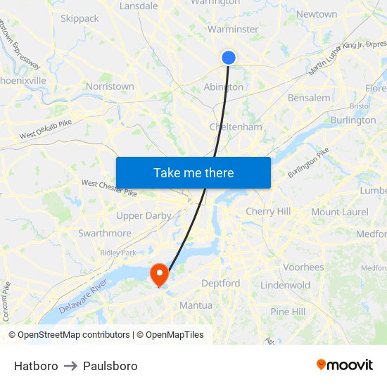 Hatboro to Paulsboro map