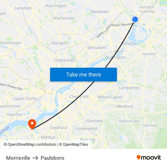 Morrisville to Paulsboro map