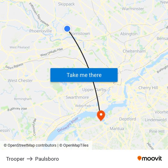 Trooper to Paulsboro map
