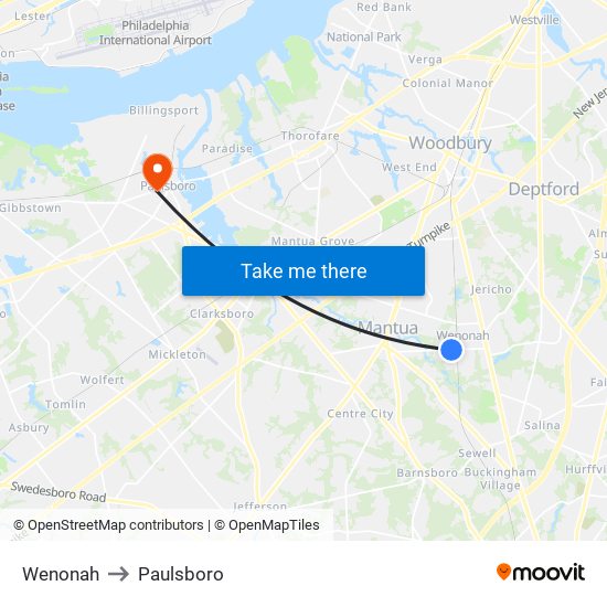 Wenonah to Paulsboro map