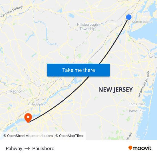 Rahway to Paulsboro map