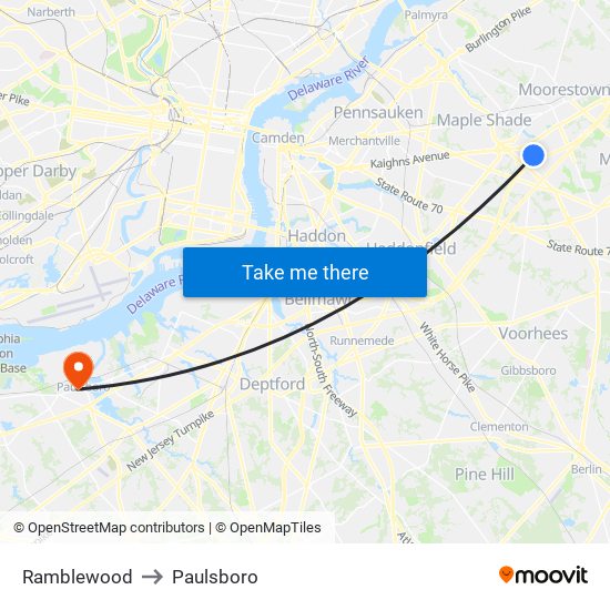 Ramblewood to Paulsboro map