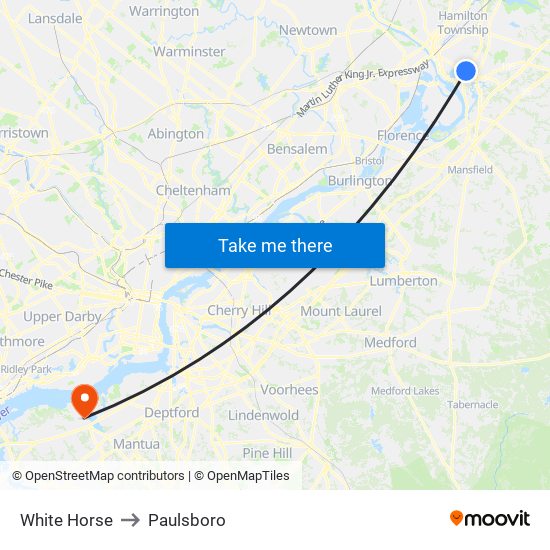 White Horse to Paulsboro map