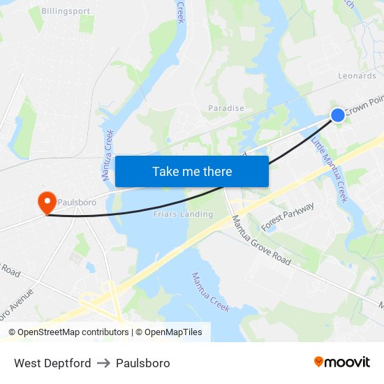 West Deptford to Paulsboro map