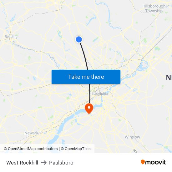 West Rockhill to Paulsboro map