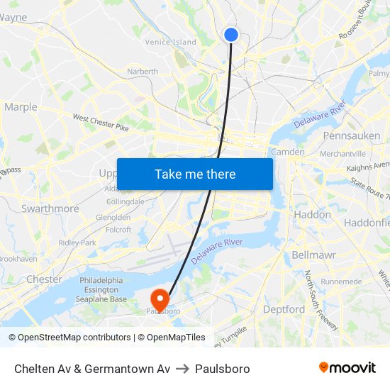 Chelten Av & Germantown Av to Paulsboro map