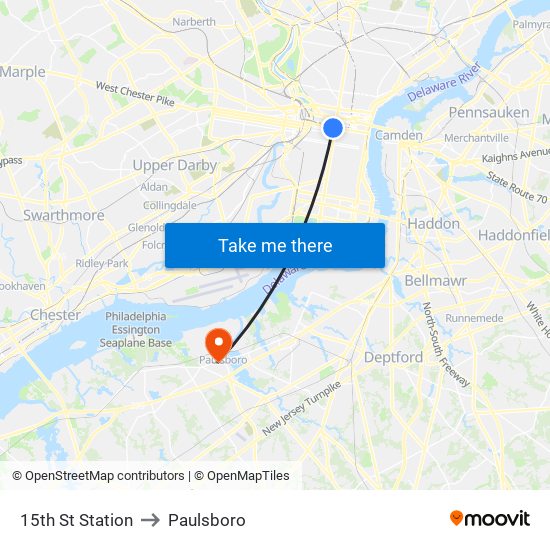 15th St Station to Paulsboro map