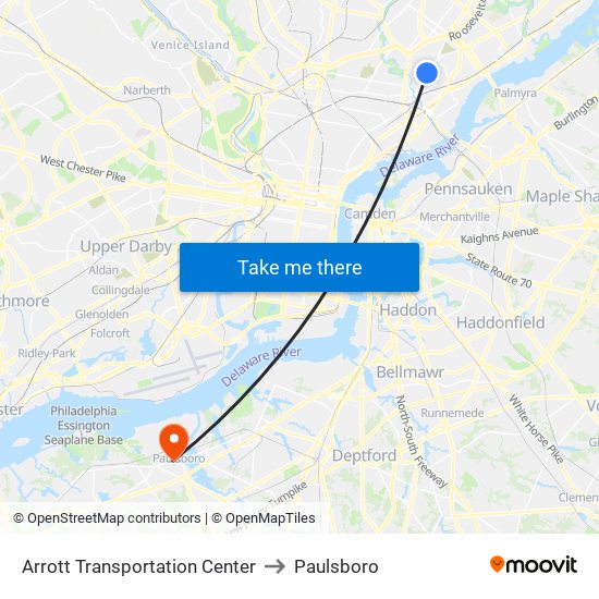 Arrott Transportation Center to Paulsboro map