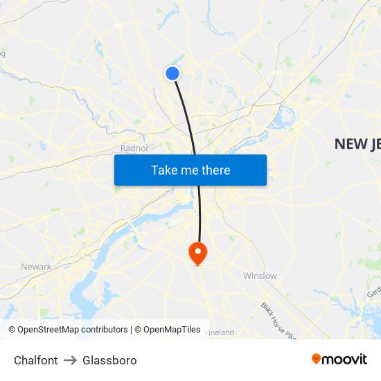 Chalfont to Glassboro map