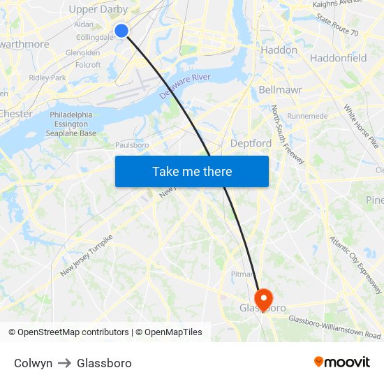 Colwyn to Glassboro map