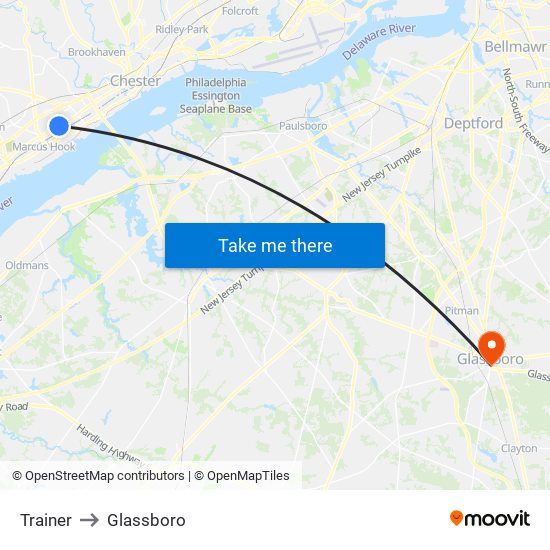 Trainer to Glassboro map