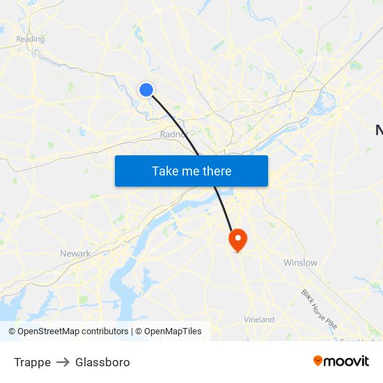 Trappe to Glassboro map