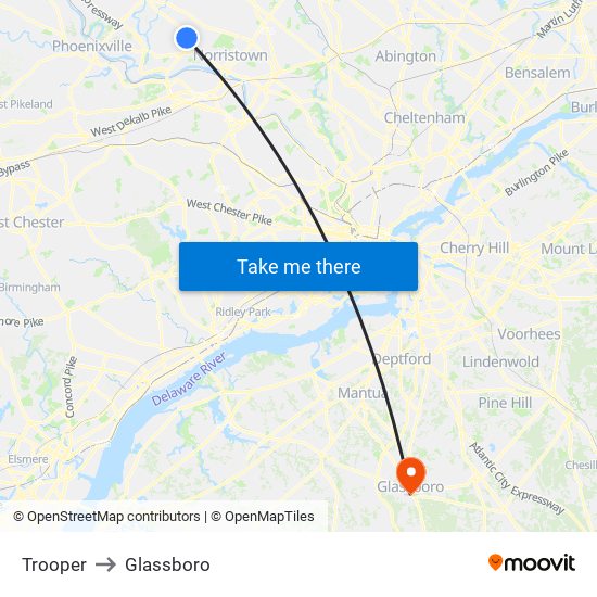 Trooper to Glassboro map