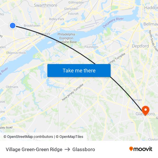 Village Green-Green Ridge to Glassboro map