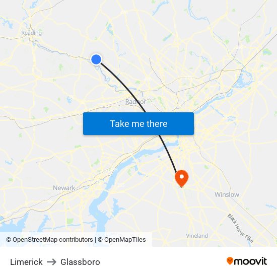 Limerick to Glassboro map