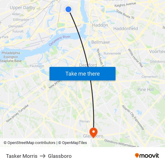 Tasker Morris to Glassboro map