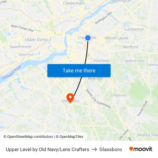 Upper Level by Old Navy/Lens Crafters to Glassboro map