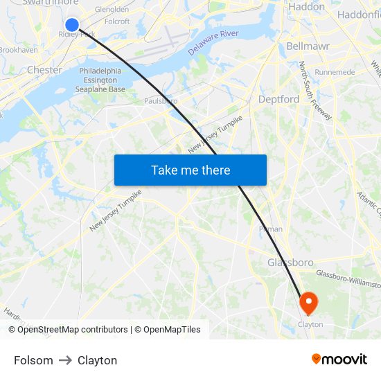 Folsom to Clayton map