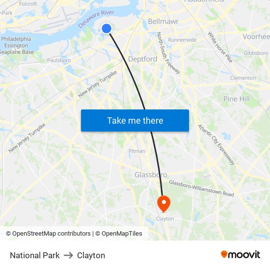 National Park to Clayton map