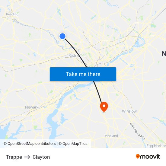 Trappe to Clayton map