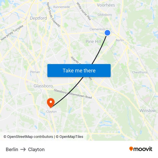 Berlin to Clayton map