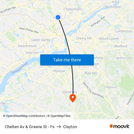 Chelten Av & Greene St - Fs to Clayton map