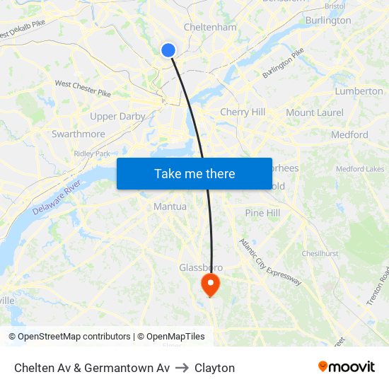 Chelten Av & Germantown Av to Clayton map