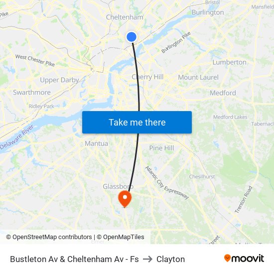 Bustleton Av & Cheltenham Av - Fs to Clayton map