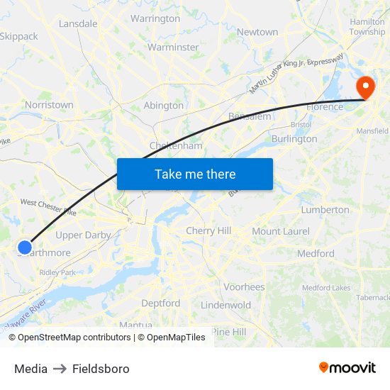 Media to Fieldsboro map