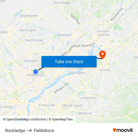 Rockledge to Fieldsboro map