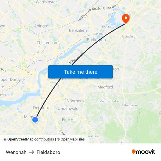 Wenonah to Fieldsboro map