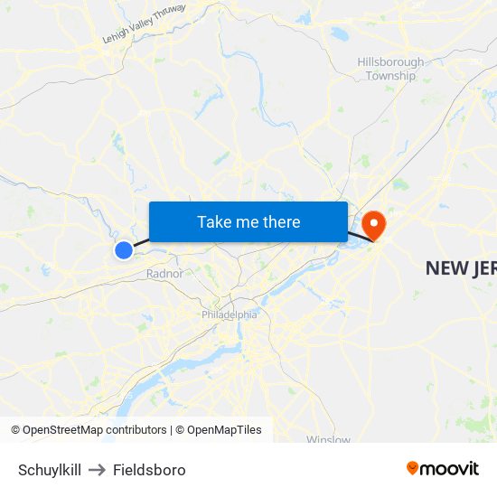 Schuylkill to Fieldsboro map
